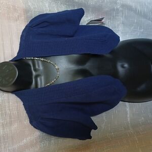 kids R&K short sleeve crocheted cardigan, Navy, NWT,  XL